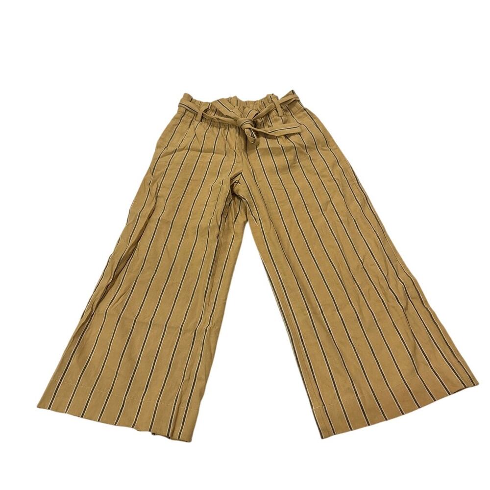 J.Jill  Womens Small Linen Stretch Pants Wide Leg Belted Paperbag Waist Striped - Picture 2 of 11